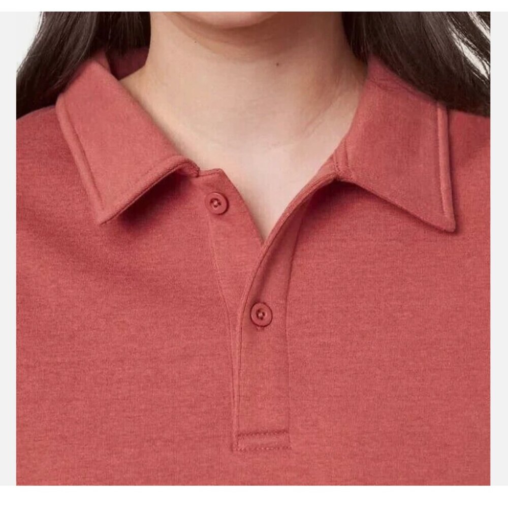 Mondetta Ladies' Collared Fleece Pullover Top, Mineral red, Small - Picture 2 of 3